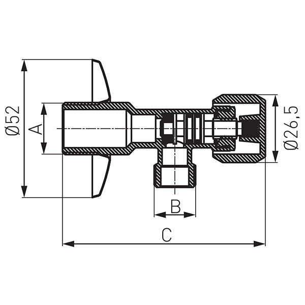 Кран угловой ручка вентиль 1/2x3/4 Ferro Z1234G — 2