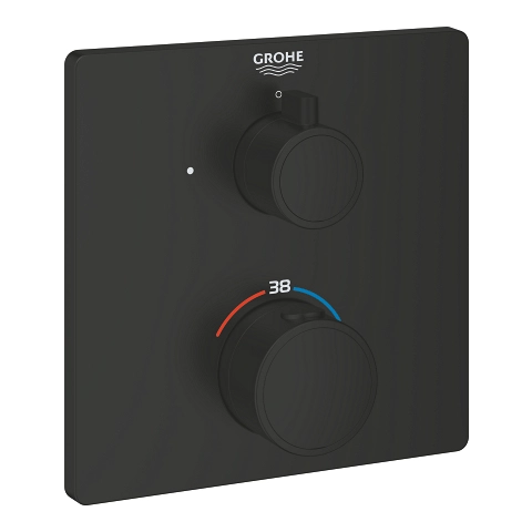 Baterie duș încastrată termostatată 2 cai Grohe Grohtherm Square Phantom Black