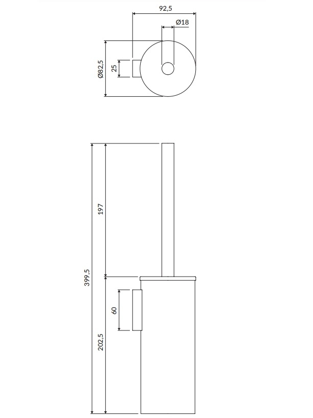 Perie de WC de perete OMNIRES Modern Project Crom MP60621CR — 3