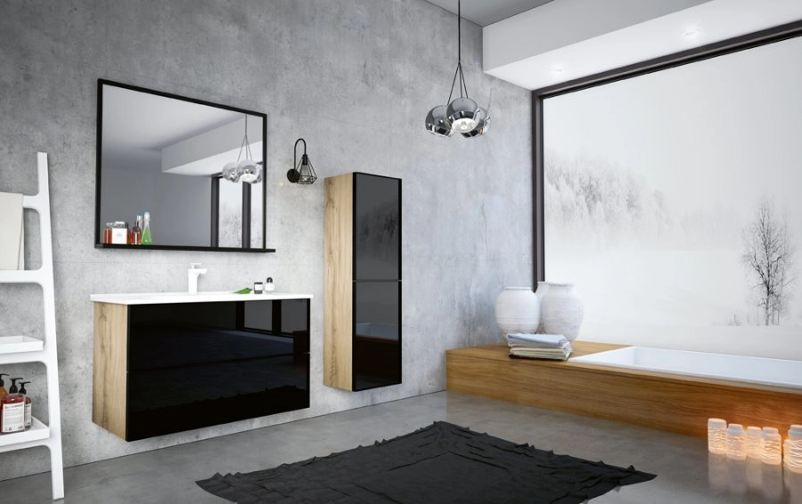 Lavoar cu dulap ORKA Lucca 80 Legnano blackglass