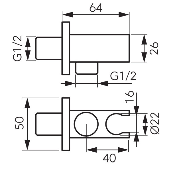 Шланговое подключение с держателем 1/2 Ferro PKN15BL — 2