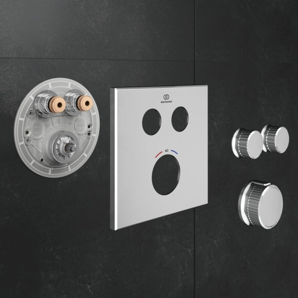 Baterie duș încastrată termostatată 2 cai Ideal Standard Ceratherm Navigo Square Chrome — 4