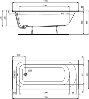 Cada acril Ideal Standard Simplicity 170x75 W004501 — vedere 3