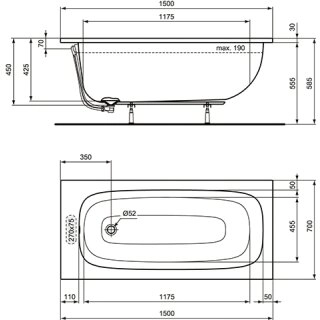 Ванна акриловая Ideal Standard i.life 150x70 T475701 — вид 3