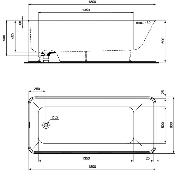 Cada Freestanding Solid surface Ideal Standard Conca 180x80 cm — vedere 8