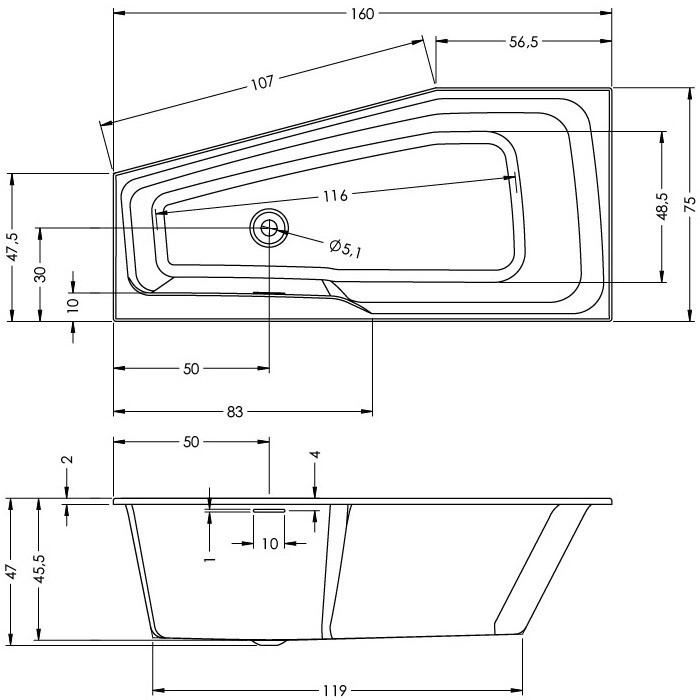 Ванна акриловая Riho Rethink Space 160x75 ПР B111001005 — 6