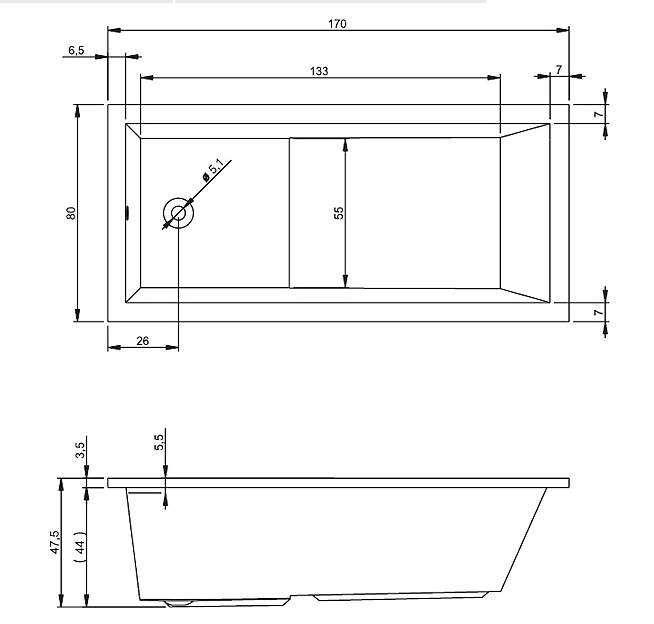 Cada acril Riho Lusso Plus 170x80 B006001005 — 4
