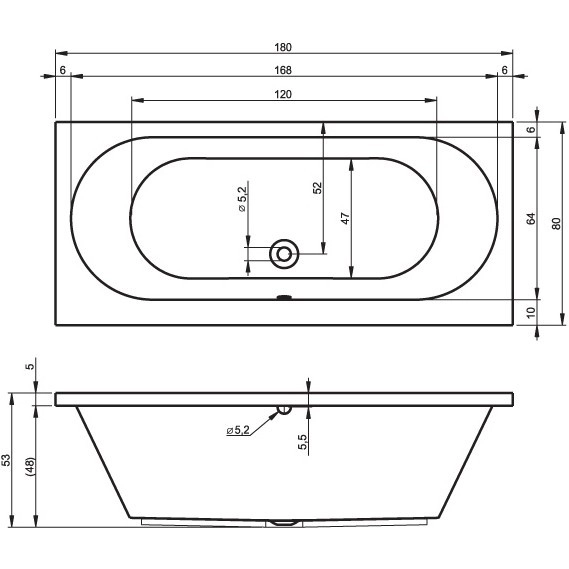 Cada acril Riho Carolina 180x80 B056001005 — 5