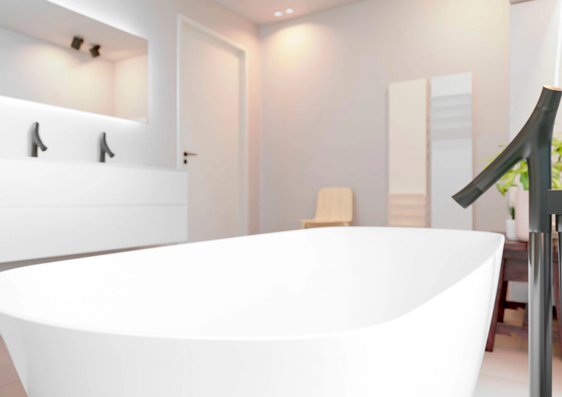 Ванна Freestanding Solid Surface Riho Bilo 165x77 whte matt — 3