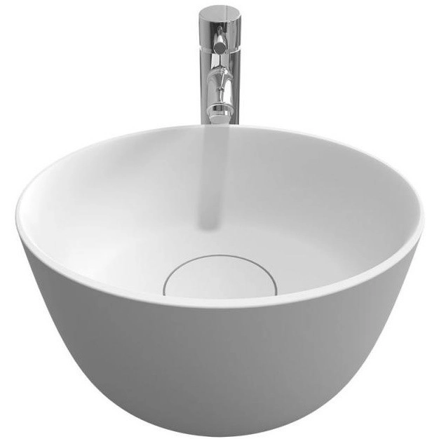 Lavoar pe blat Solid Surface Riho Oval 38x33 cm Alb Satinat — 1