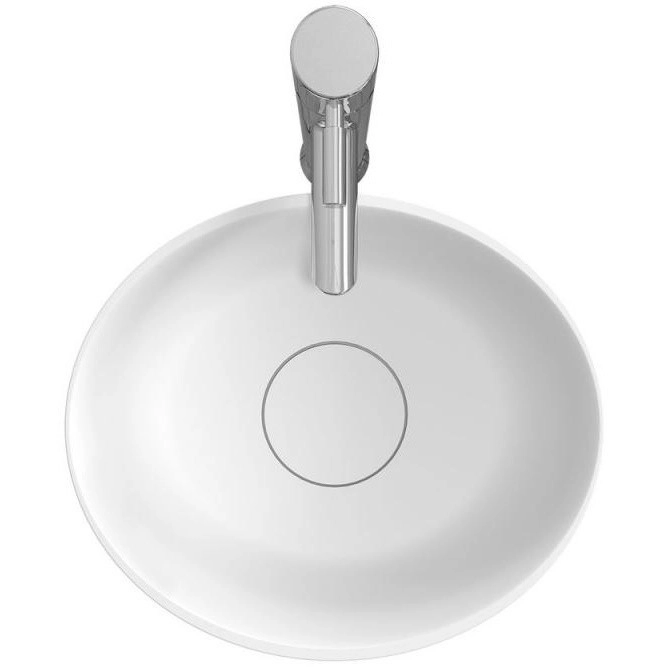 Lavoar pe blat Solid Surface Riho Oval 38x33 cm Alb Satinat — 2