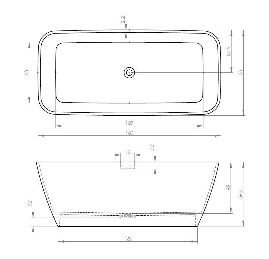 Cada Freestanding Solid Surface Riho Malaga 160x75x56,5 Red Matt — 2