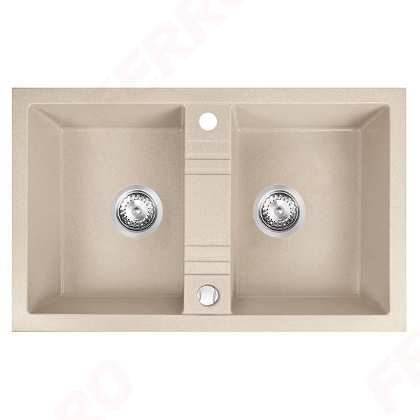 Chiuveta bucatarie dubla 780x480 mm nisip Ferro DRGM2/48/78SA