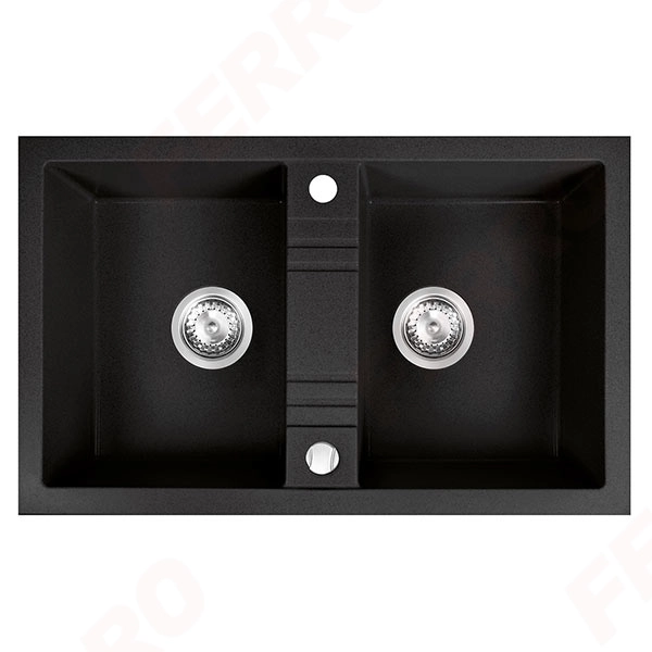 Chiuveta bucatarie dubla 780x480 mm grafit Ferro DRGM2/48/78BA