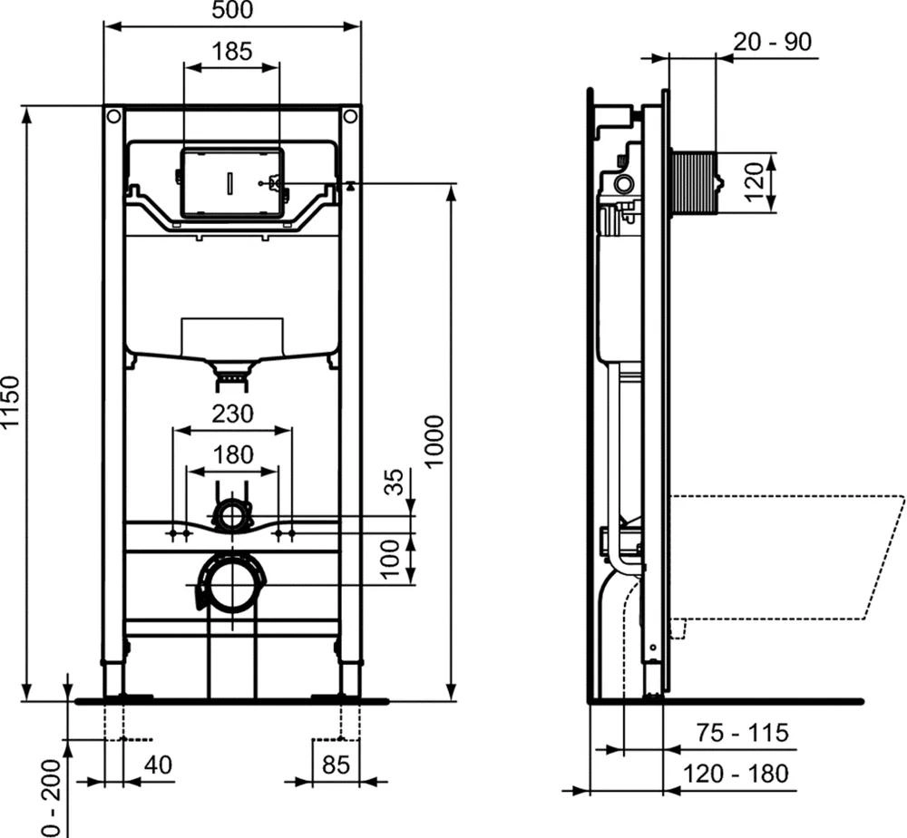 Rama pentru suspendarea WC Ideal Standard Prosys 120 M — vedere 3