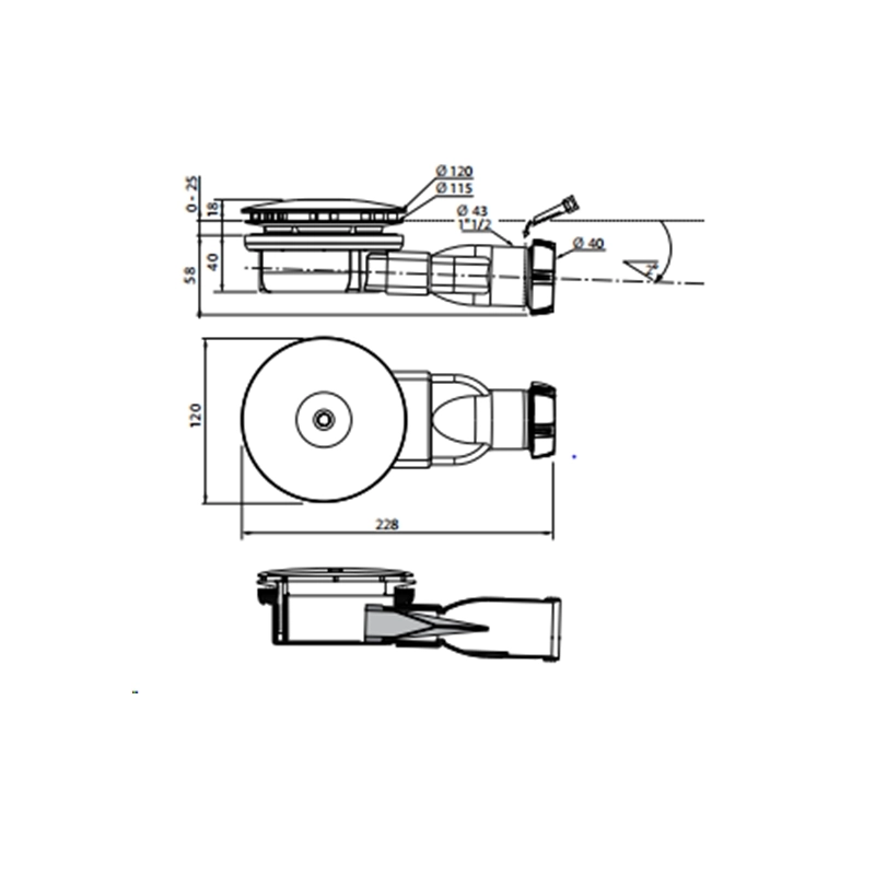 Sifon Wirquin dus Slim H40 D90 antimiros (30950158) — 2