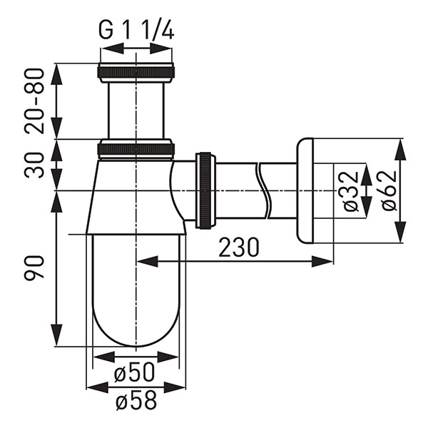 Сифон для умывальника Ferro 11/4 S30-BL Black — 2
