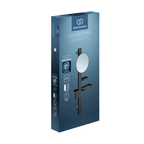 Beauty Bar Ideal Standard S ALU+ Черный мат (Зеркало 200mm+Полка+Стакан+держатель полотенец) BD589XG — 5