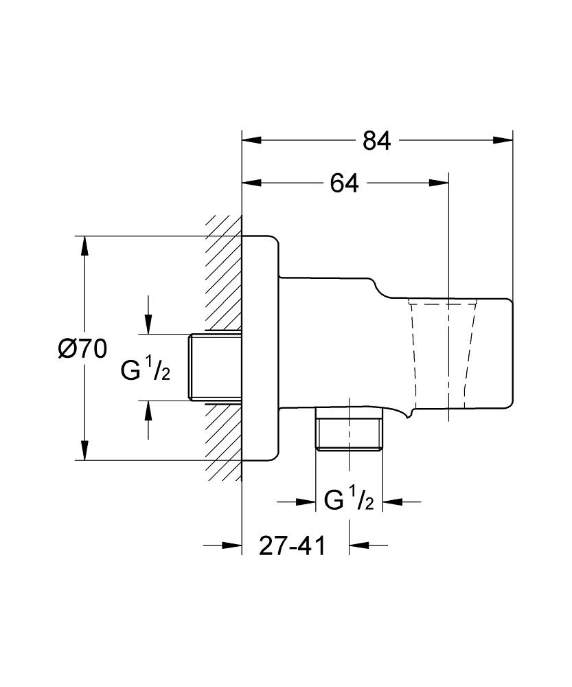 Cot racord de perete 1/2 cu suport para Grohe Relaxa — 2