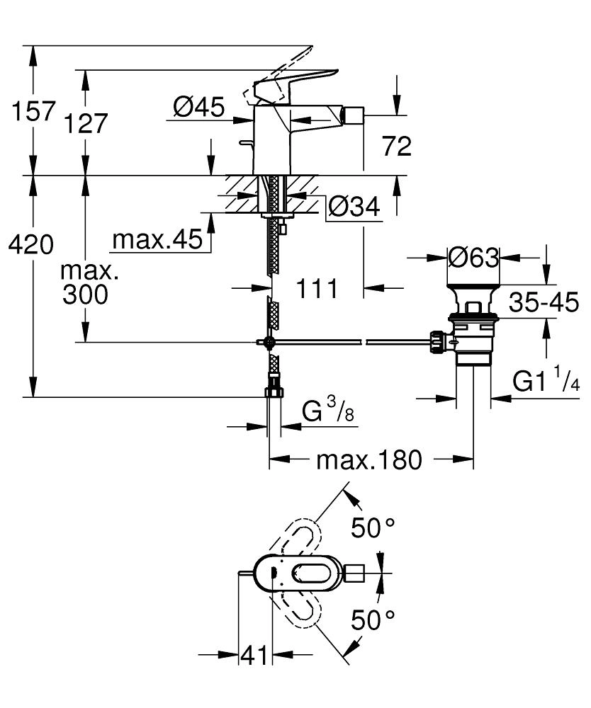 Baterie bideu Grohe Bauloop — 2