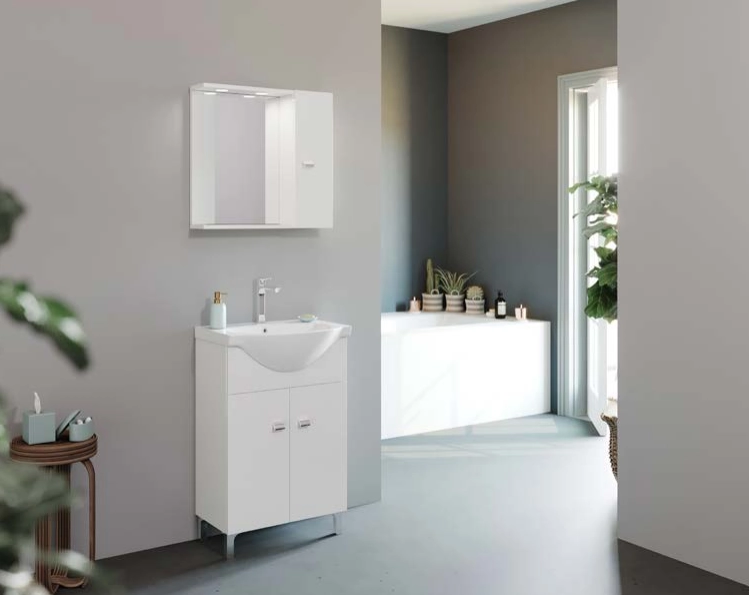 Mobilier de baie Savini Due Smart 55+oglinda cu dulap 839+199LED