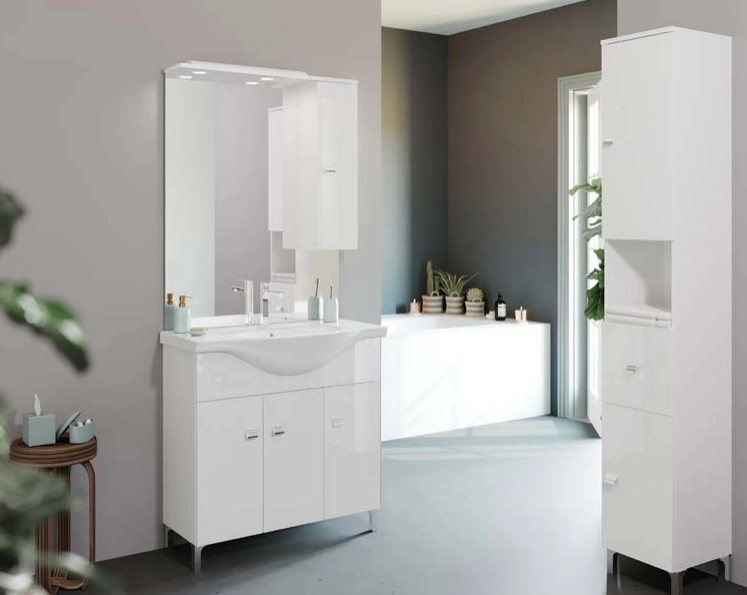 Mobilier de baie Savini Due Smart 85+oglinda cu dulap 803+811LED/DR