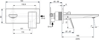 Baterie încastrată lavoar Ideal Standard Atelier Conca Magnetic Grey — vedere 4