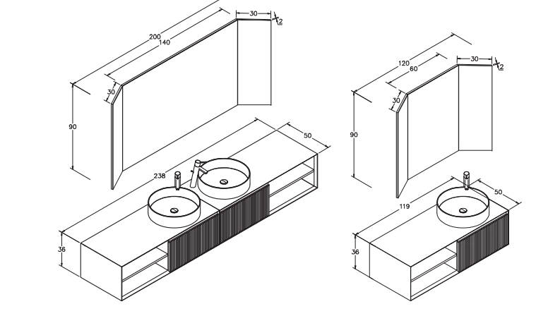 Зеркало ORKA Boxes 200x90 — 2