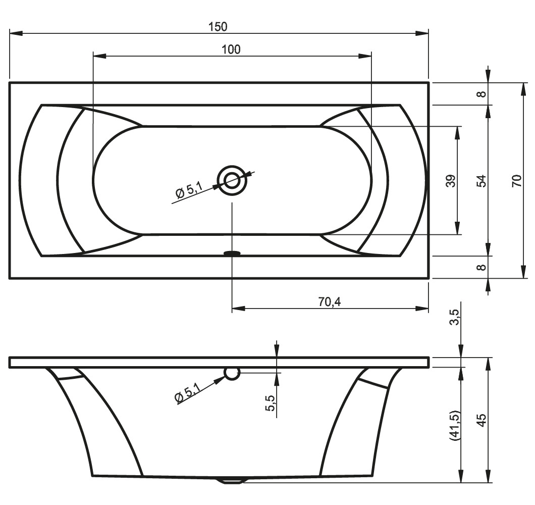 Cada acril Riho Lima 150x70 B049001005 — 3