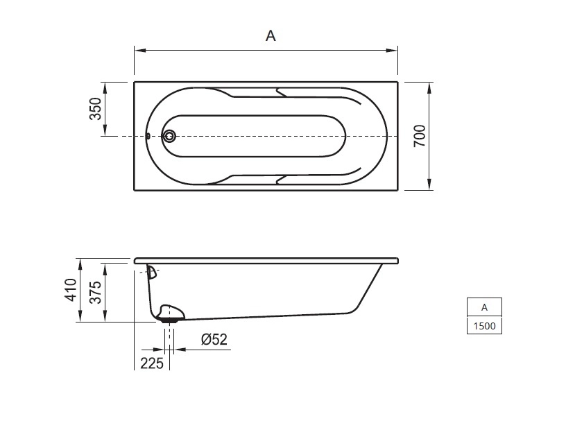 Ванна акриловая Roca Tazia 150x70 A248397000 — вид 2