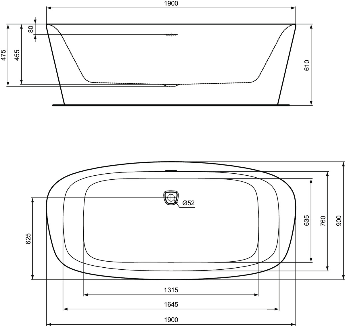 Ванна Freestanding Ideal Standard Dea 190х90см белый мат K8722V1 — 5