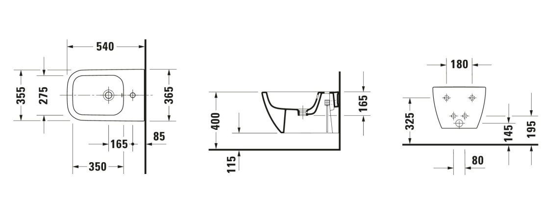 Bideu suspendat Duravit Happy D.2 Anthracite Matt — 2