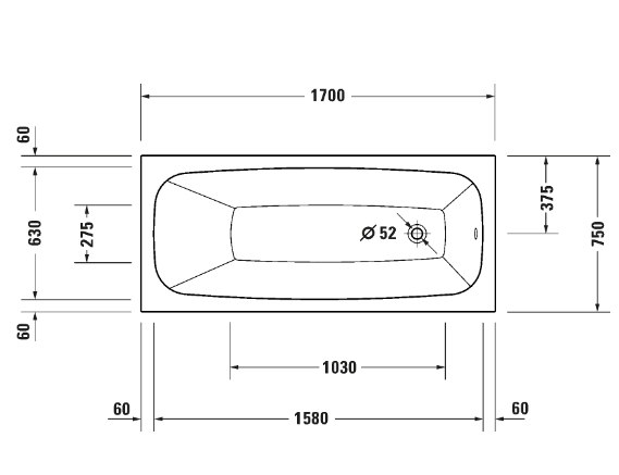 Ванна Duravit Aurena DuroCast 170 x 75 — 4