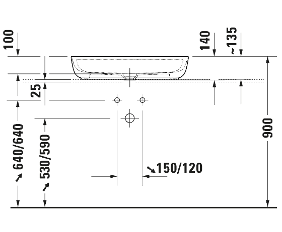 Lavoar pe blat Duravit LUV 70x40 cm — 4