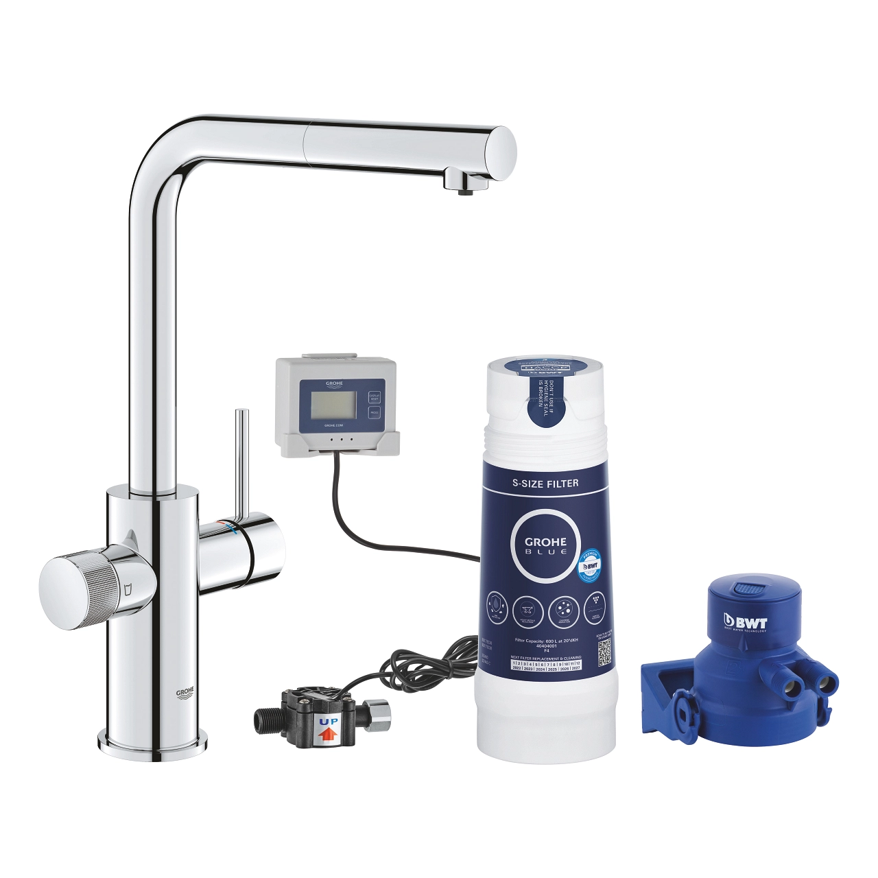 Baterie bucătărie cu filtru cu dus extractibil Grohe Blue Pure Minta