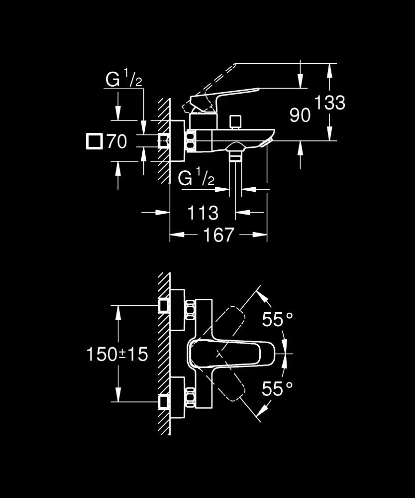 Смеситель для ванны Grohe Cubeo Chrome — 3