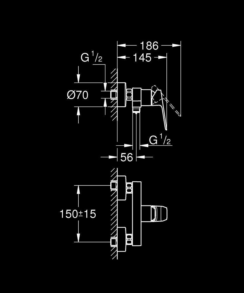 Смеситель для душа Grohe Cubeo Black — 3