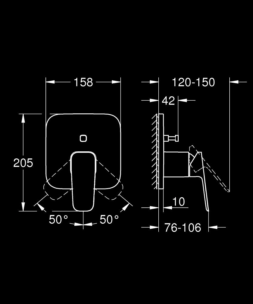 Встраиваемый смеситель для душа 2 режима Grohe Cubeo Chrome — 4