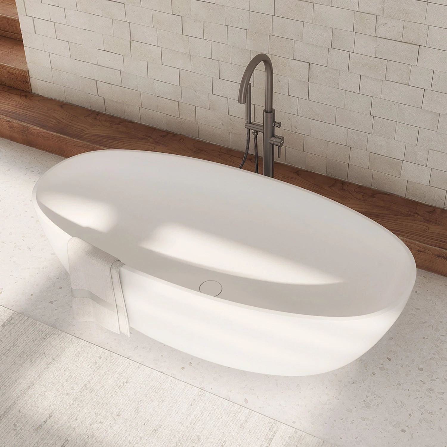 Cada freestanding OMNIRES SHELL M+ 160 x 75 cm alb mat SHELLWWBM — vedere 3