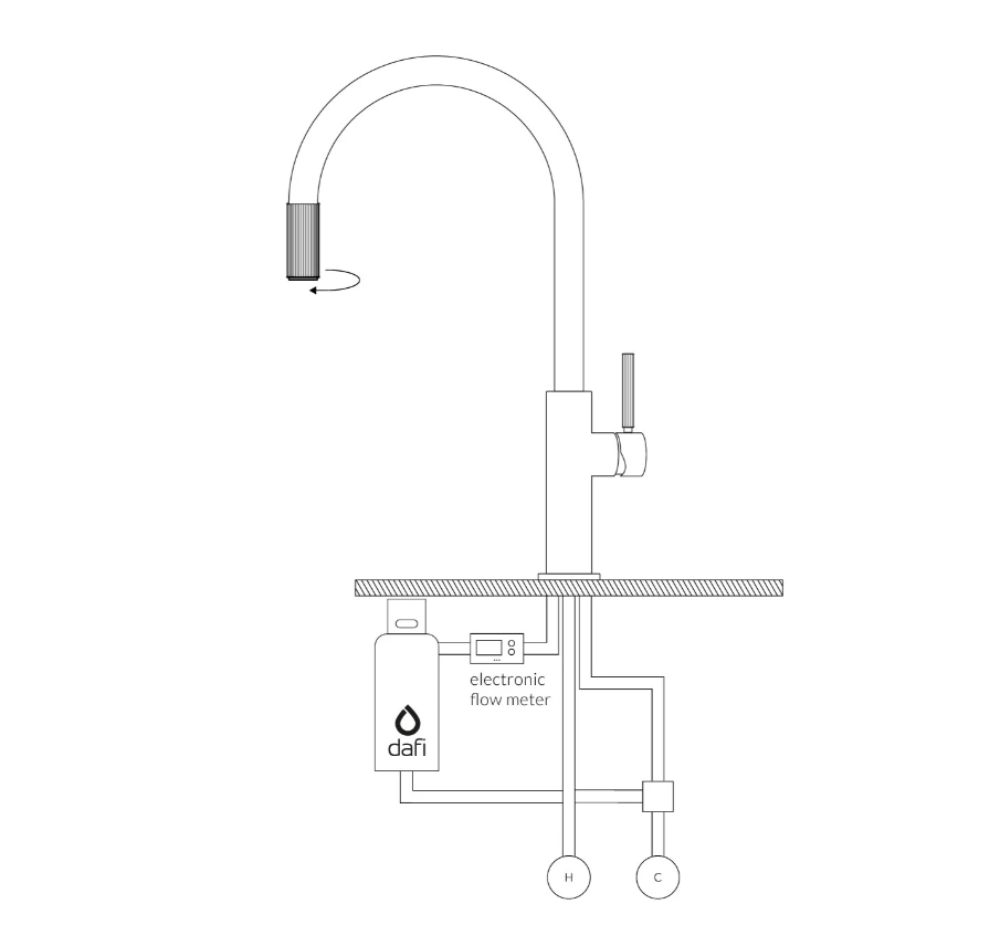 Baterie bucătărie cu filtru Omnires Switch Chrome — vedere 3