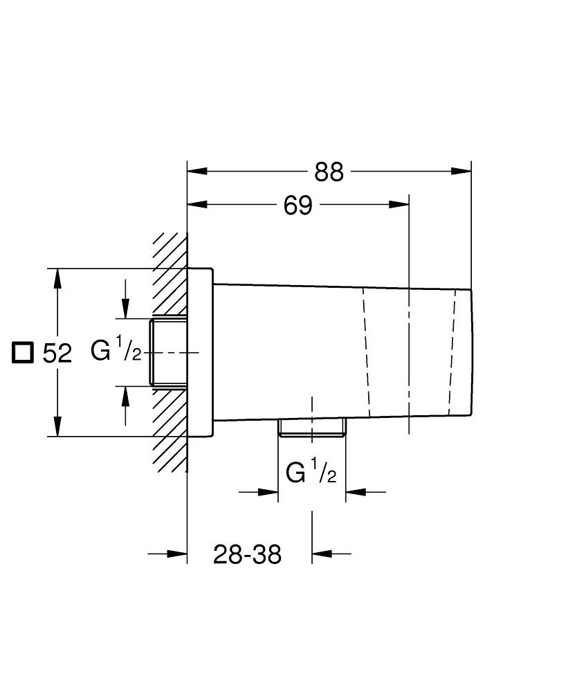 Шланговое подключение 1/2 с держателем Grohe Euphoria Cube Brushed Hard Graphite — 2