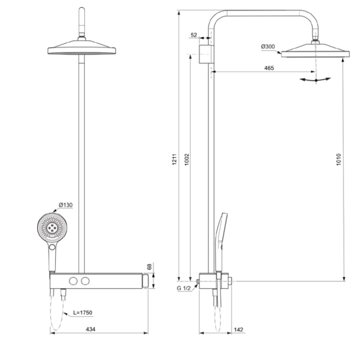 Душевая система термостатическая Ideal Standard Solos A7880AA — 7