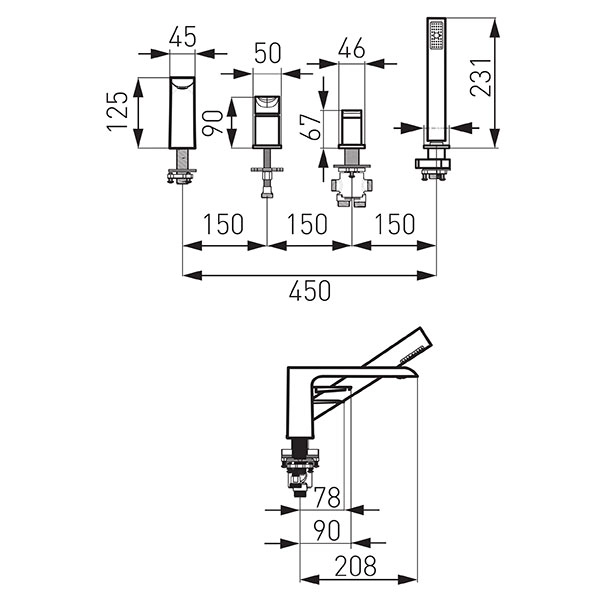 Смеситель на борт ванны Ferro Adore BDR11A — 2