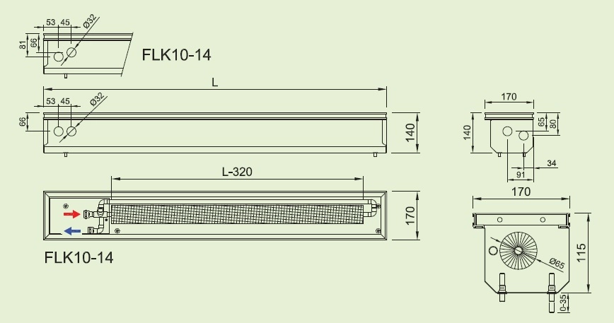 Convector de pardoseala ingropat ISAN ACTIV FLK10-14 2400 — 2