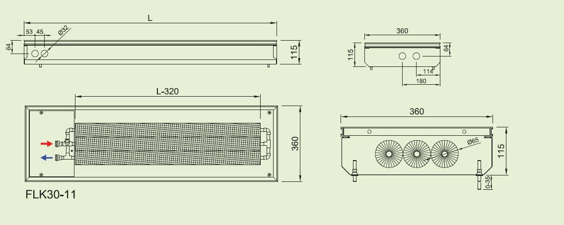Convector de pardoseala ingropat ISAN ACTIV FLK30-11 4400 — 2