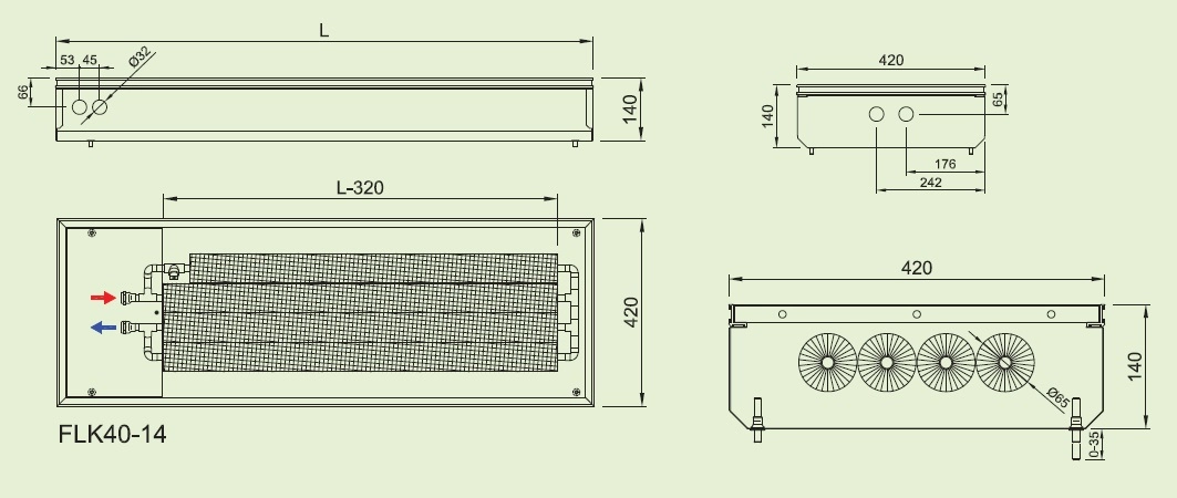 Convector de pardoseala ingropat ISAN ACTIV FLT40-14 800 — 2