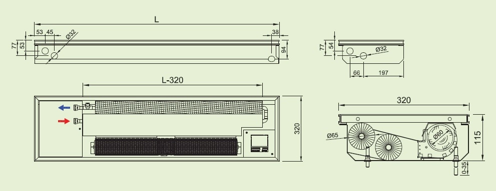Ventiloconvector de pardoseala ingropat ISAN ACTIV FLT20-11 4000 — 2