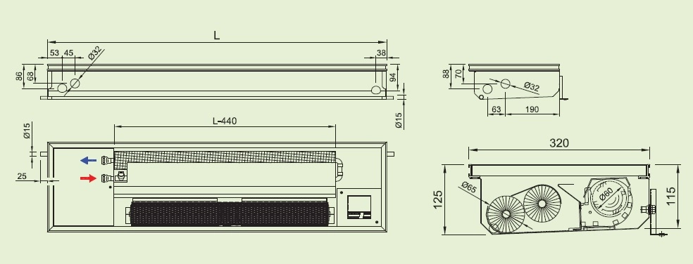 Ventiloconvectoare de pardoseala ingropate ISAN  ACTIV FLT21-12 24V — 2