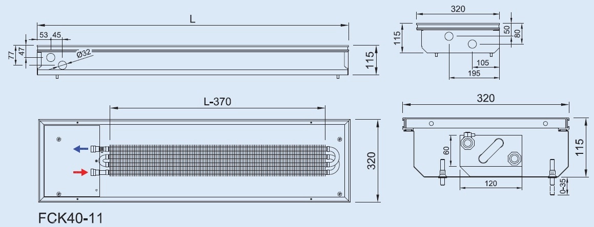 Convector de pardoseala ingropat ISAN - DYNAMIC FCK40-11- 4000 — 2