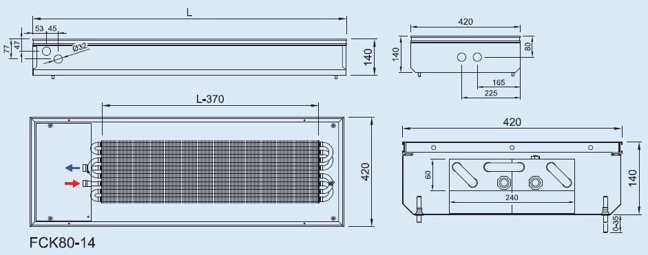 Convector de pardoaseala ingropat ISAN - DYNAMIC FCK80-14- 2000 — 2